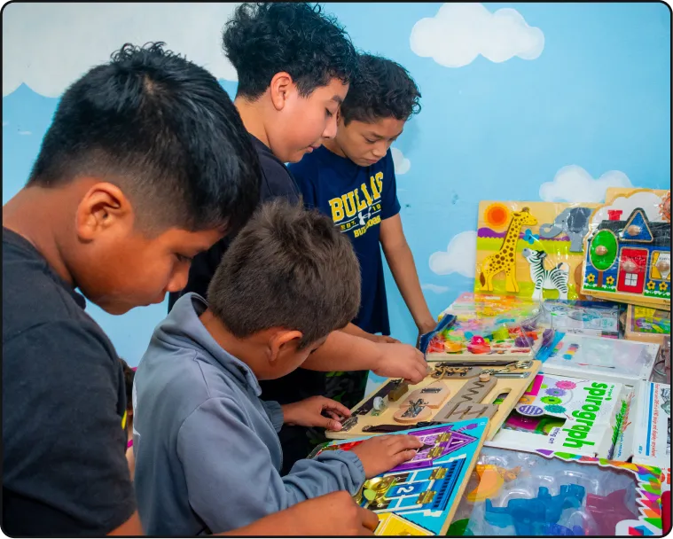 Children taking part in an educational arts activity